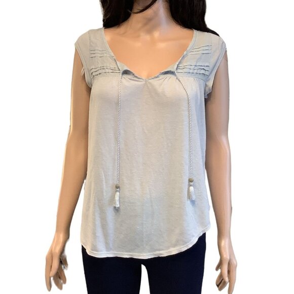 Aeropostale Linen Blend Sleeveless Top Medium Lagenlook Boho Relax - Picture 2 of 7